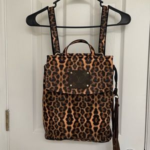 Leopard and Louis Vuitton Backpack Purse w/ Tassels
